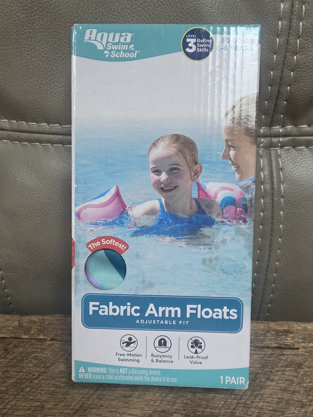 NIB Kids Aqua Swim School Fabric Arm Floats - Adjustable ~ Pink~ BIN 1E